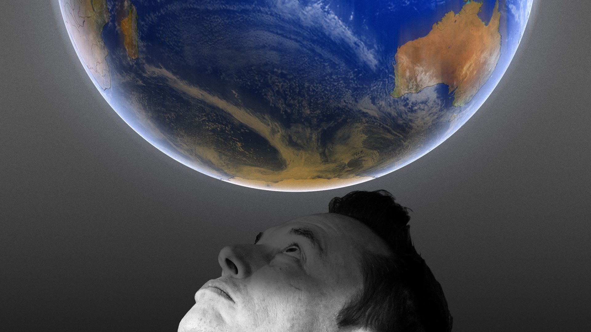 Photo illustration of Earth falling towards Elon Musk.
