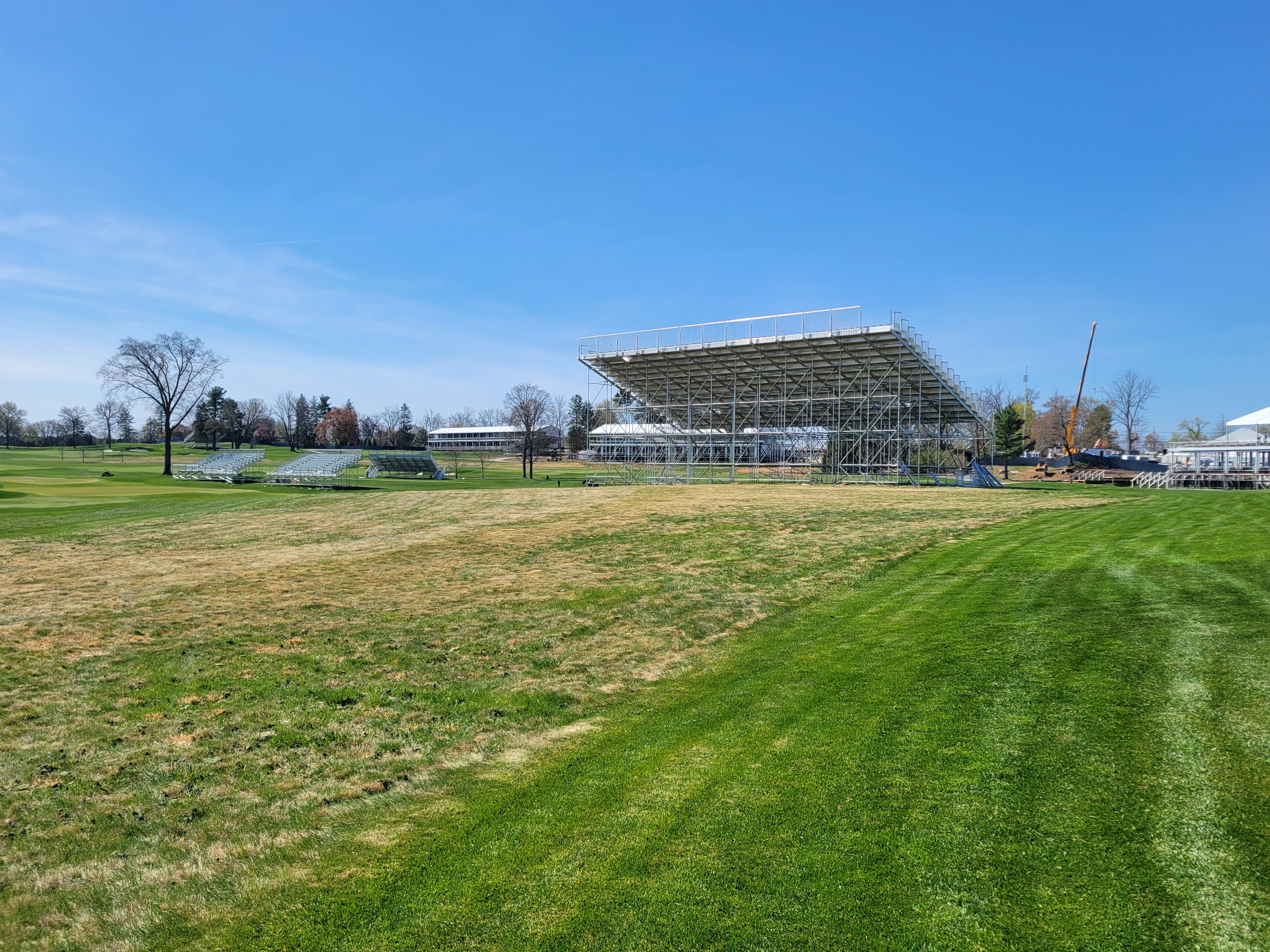 One of the massive grandstands at Aronimink Golf Club.