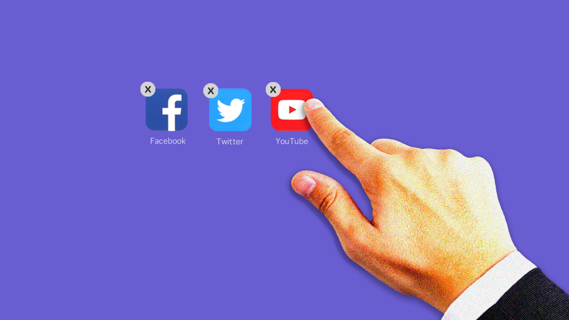 an illustration of social media apps being deleted