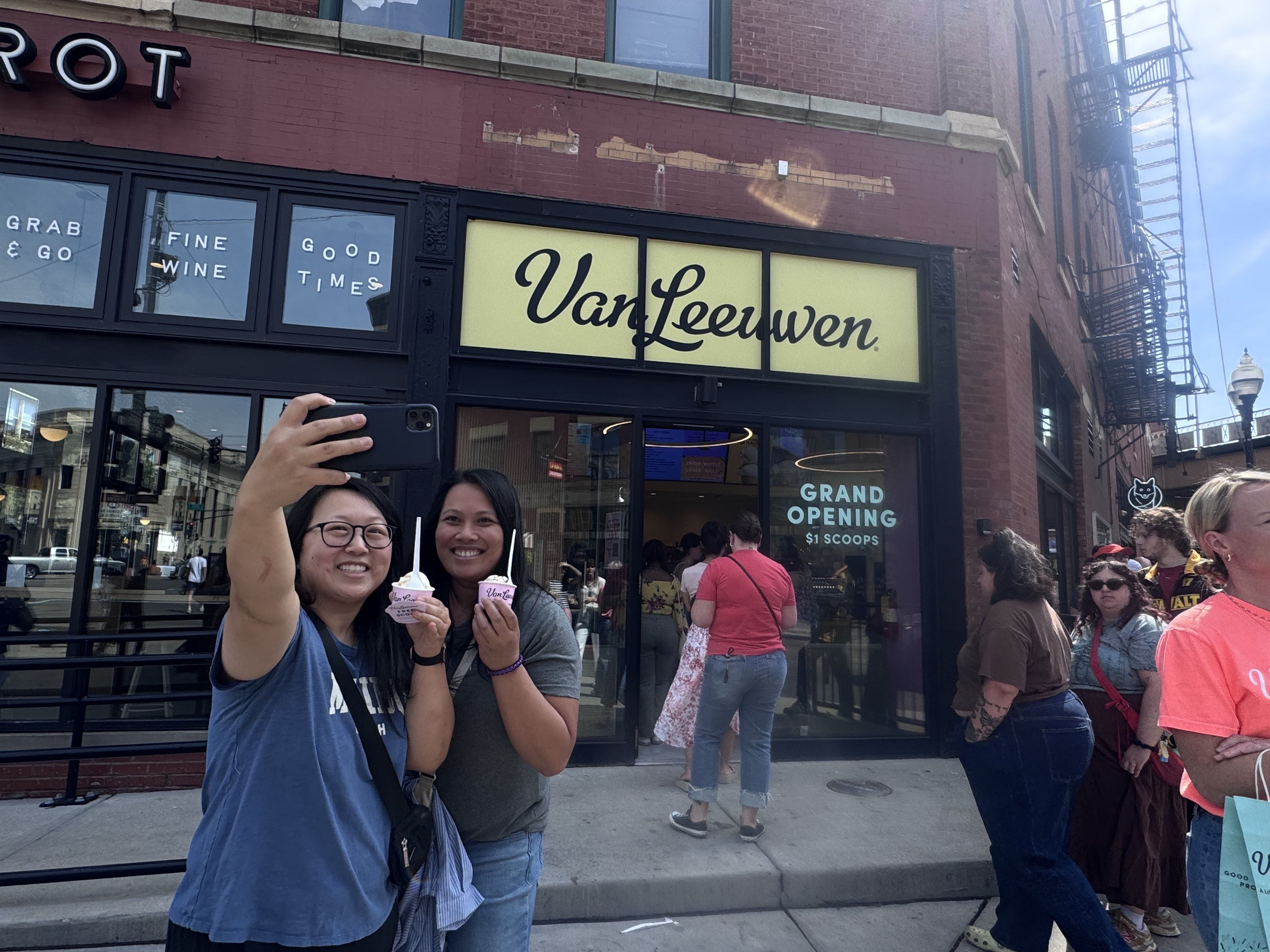 locals outside the grand opening