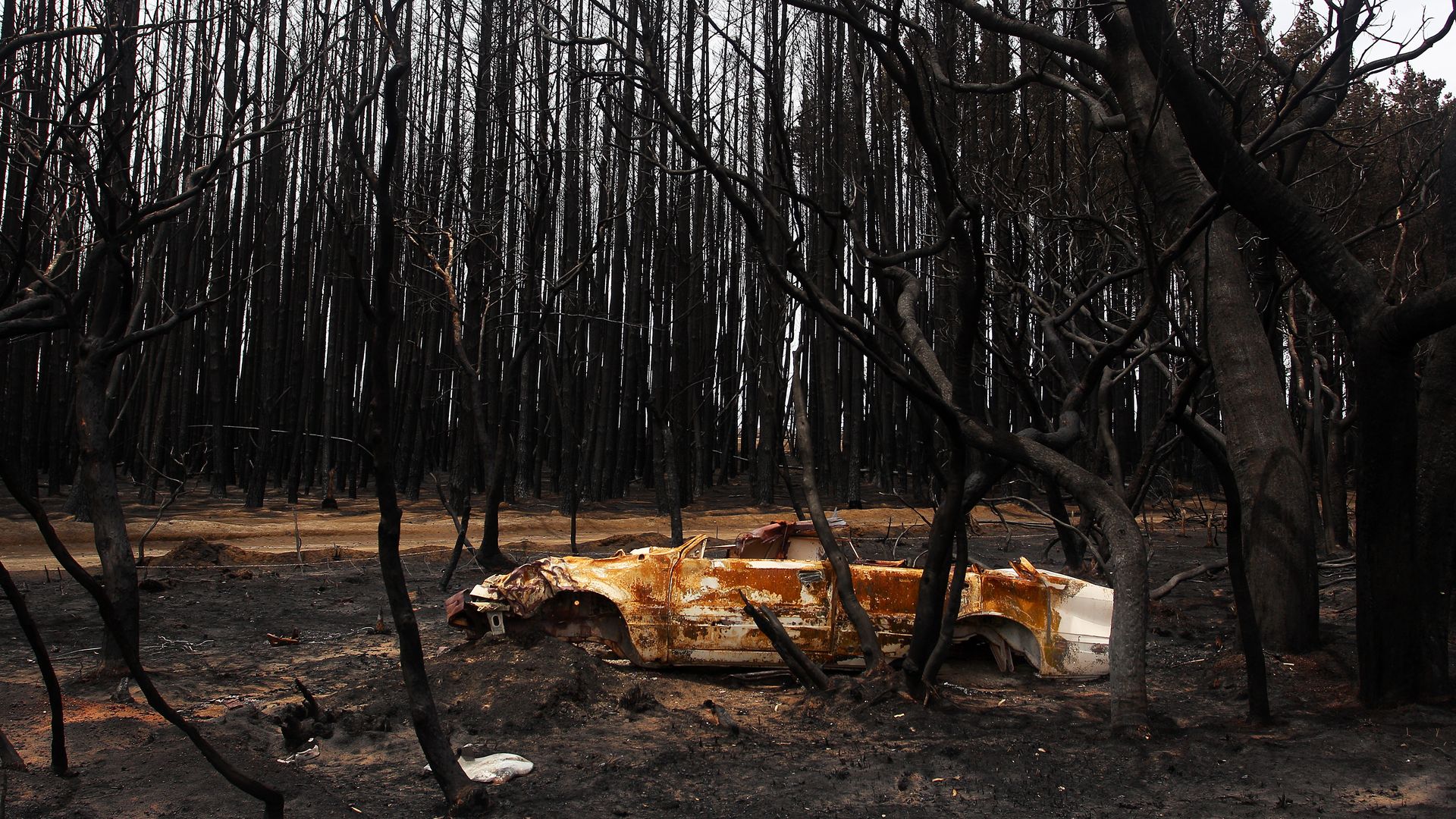 A burnt car in Australia during the wildfires