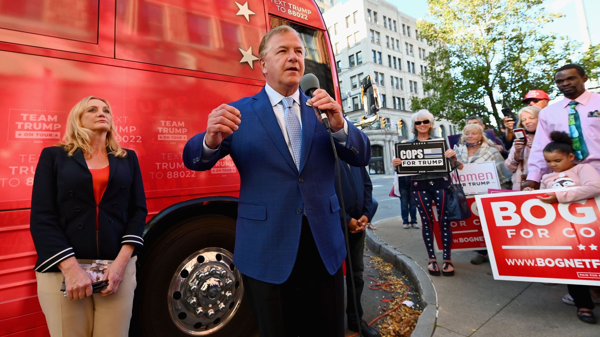 Mark and Patricia McCloskey speaking in Scranton, Pennsylvania, in September.