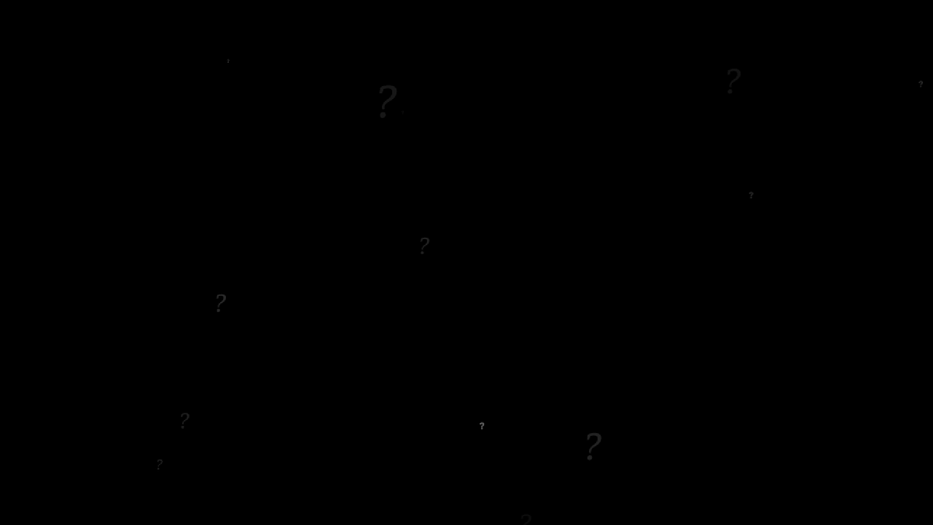 Animated illustration of question marks floating in space.