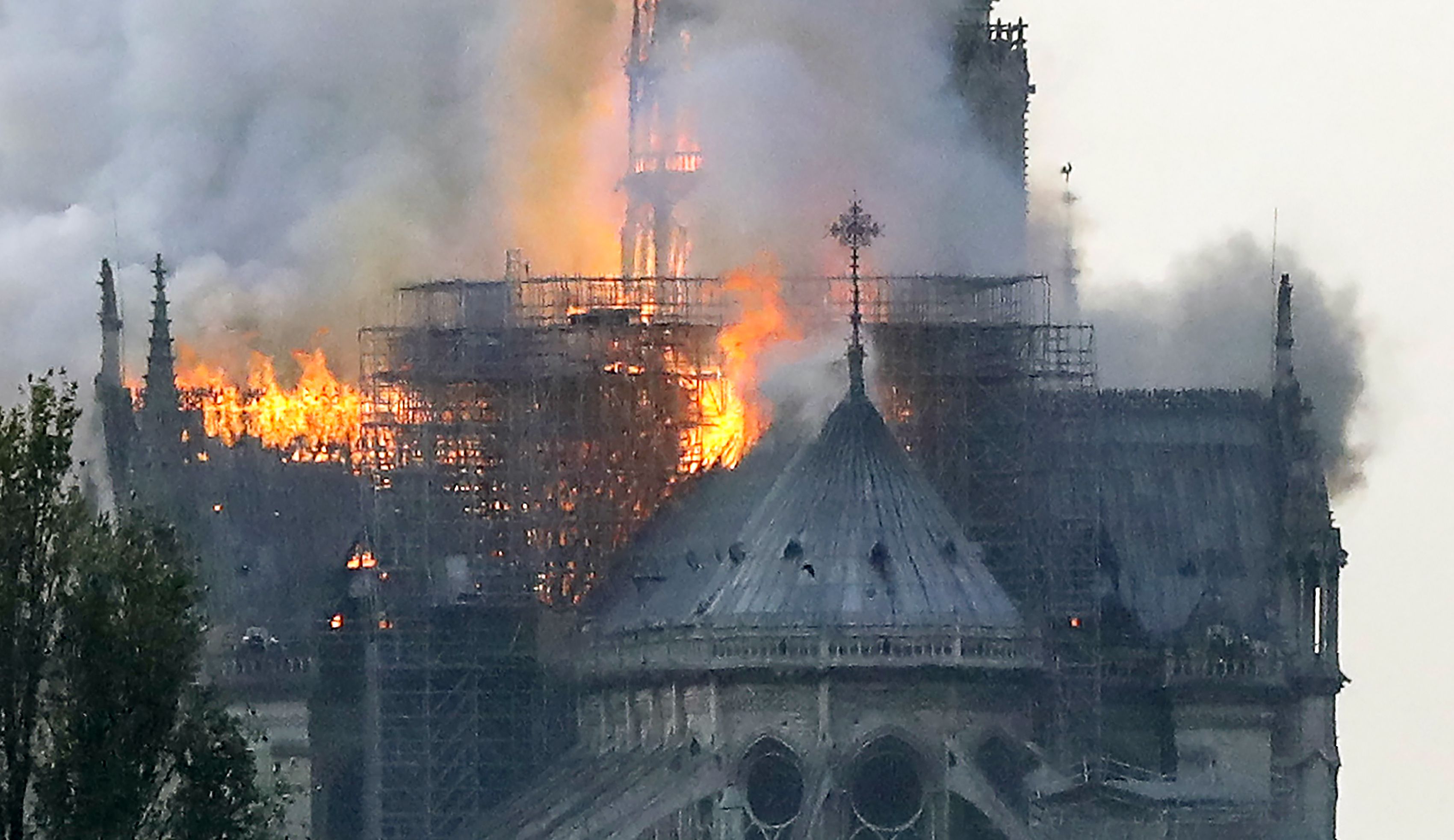 Notre Dame on fire