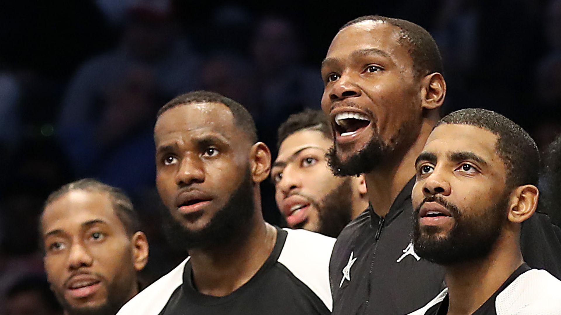 Kawhi Leonard, Anthony Davis, LeBron James, Kevin Durant and Kyrie Irving