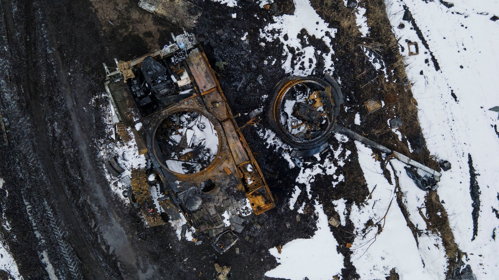 Charred Russian tank