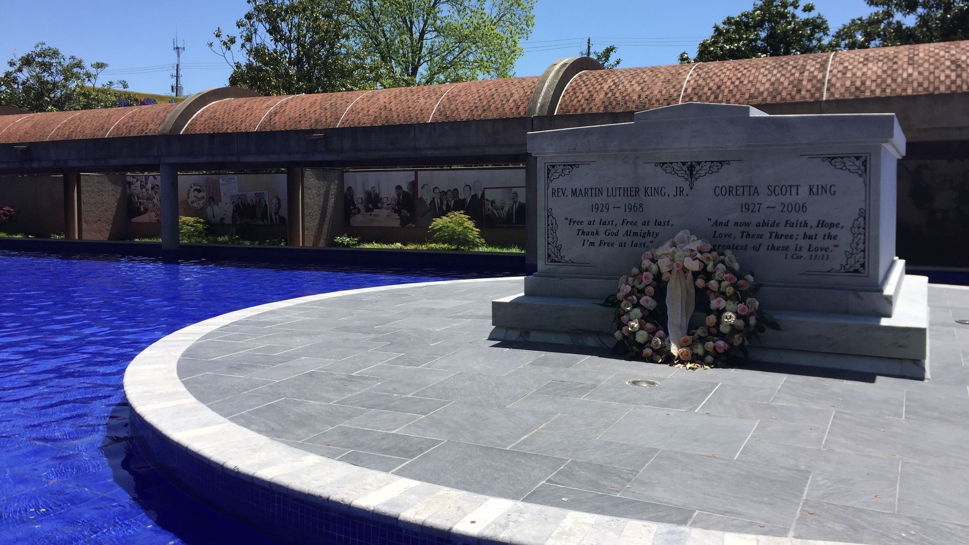 April 29, 2018 photo shows the tomb where Martin Luther King, Jr., and his wife Coretta Scott King are interred in Atlanta at the King Center.