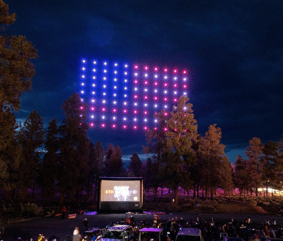Drones in the shape of an American flag light up the sky on July 4th.