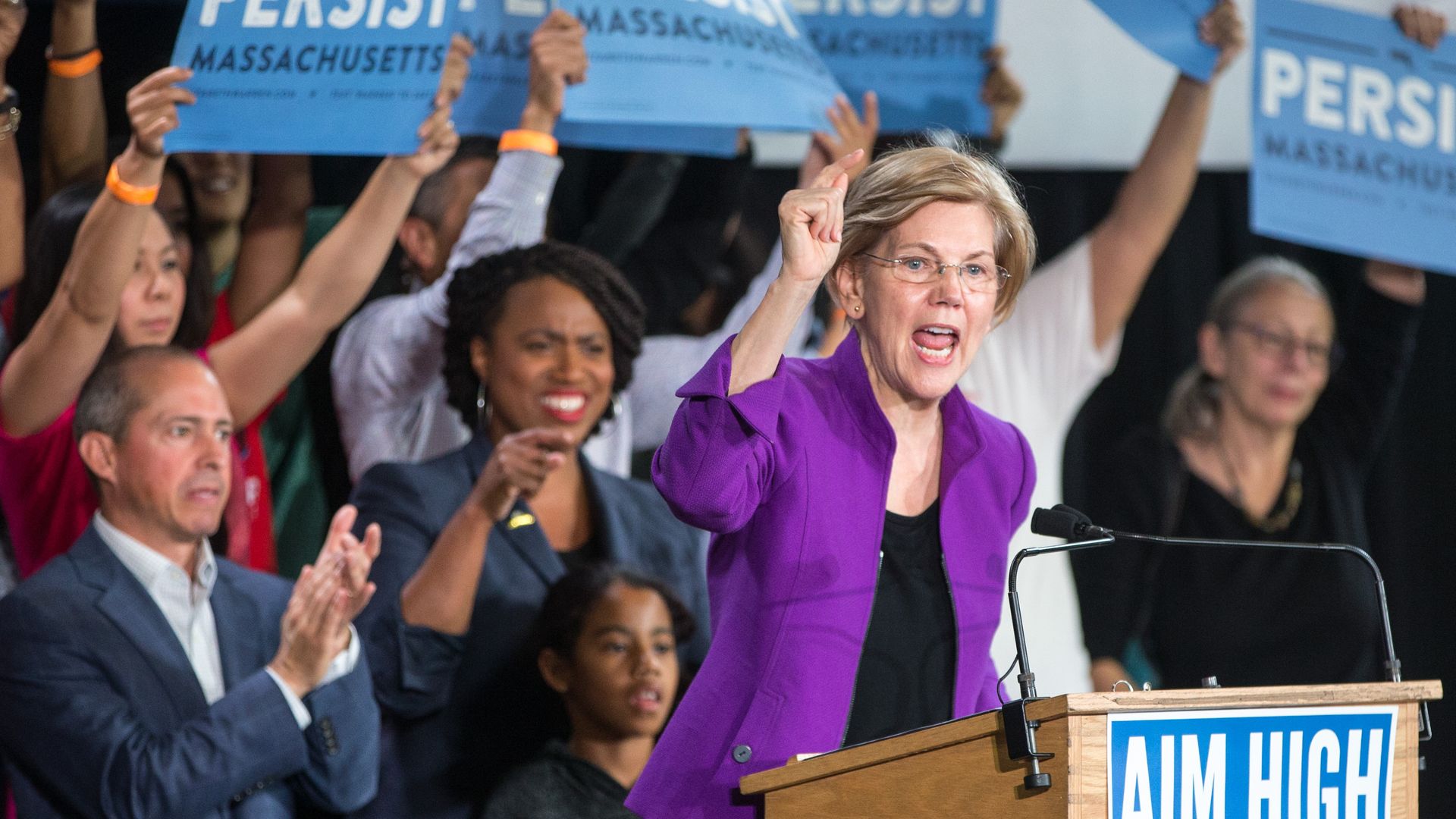 Sen. Elizabeth Warren (D-Mass.) speaks at a rally held for Democratic candidates