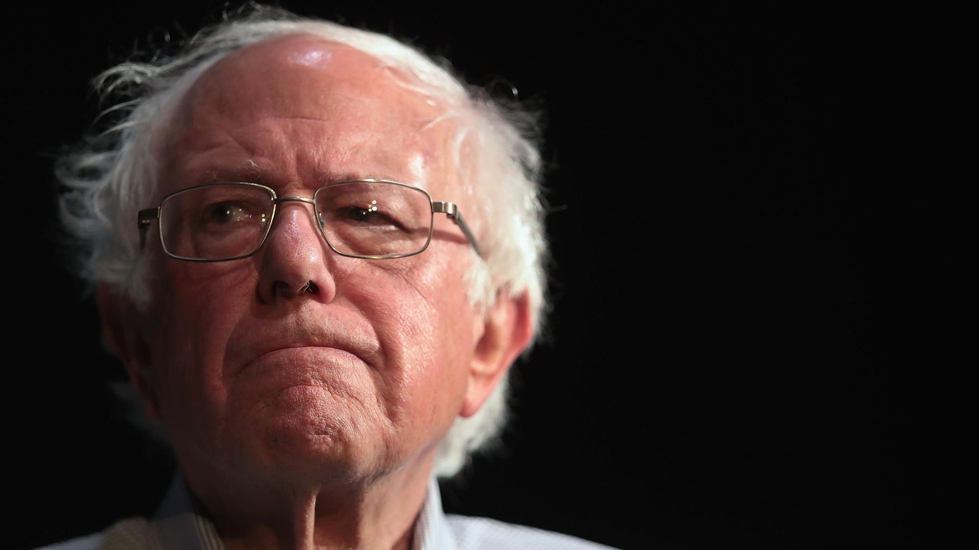 Close up of bernie sanders pursing his lips