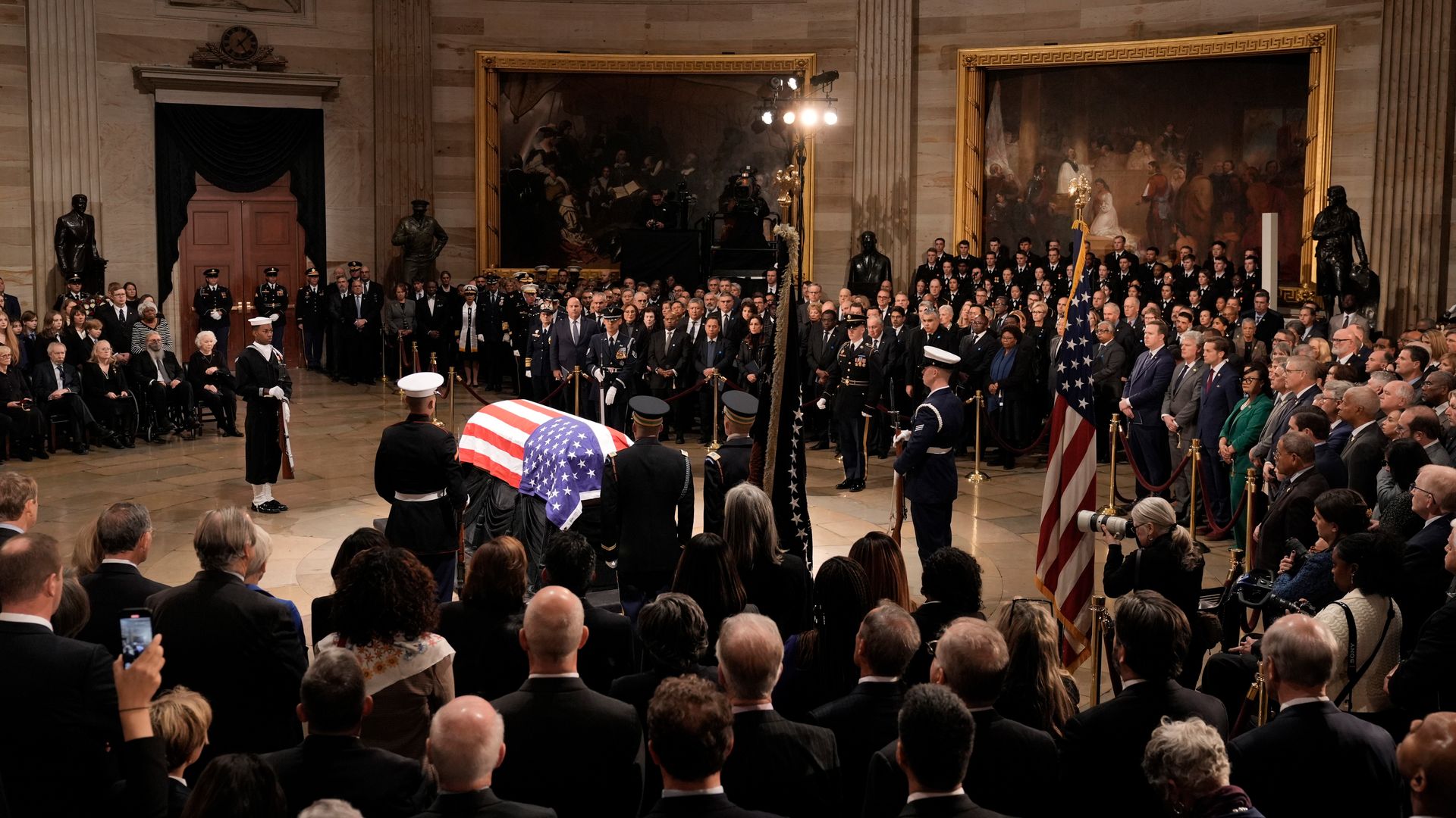A photo showing former President Jimmy Carter's casket lying in state at the Capitol.