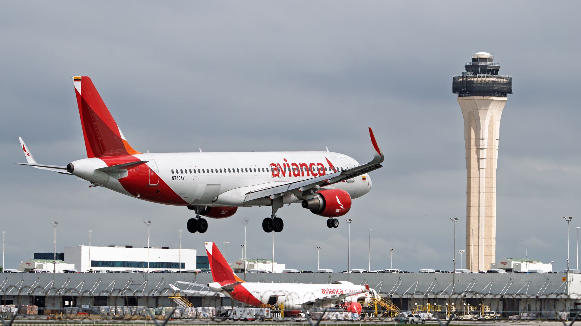 An Avianca Airlines airplane lands at Miami International Airport in Miami, Florida. (Photo by Ronen Tivony/NurPhoto via Getty Images)
