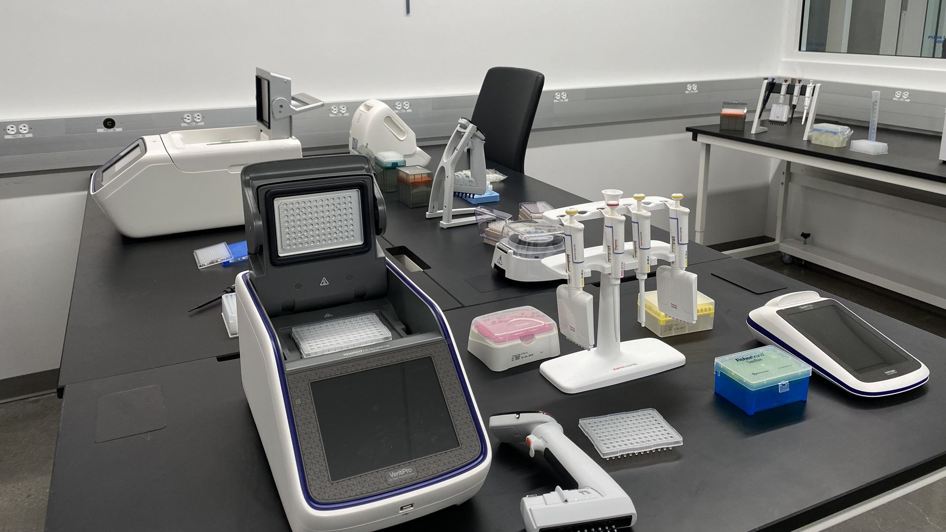 Lab equipment on a table.