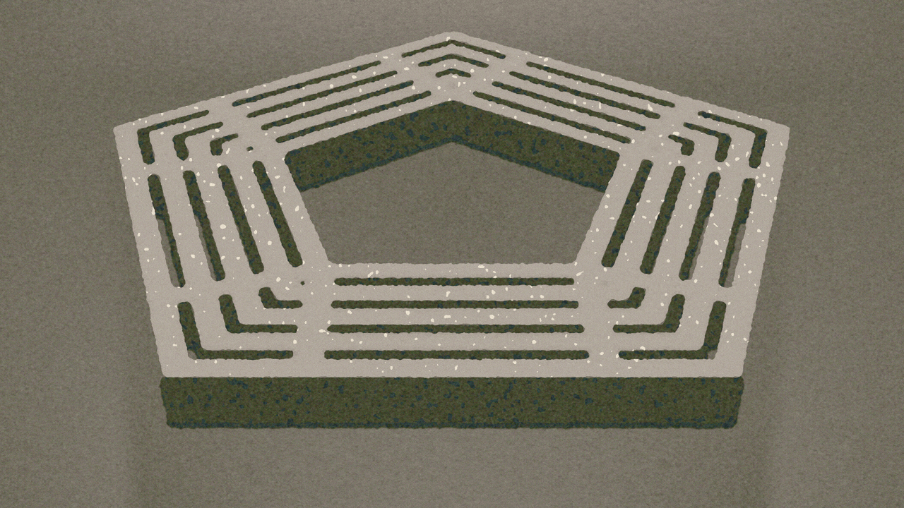 Animated illustration of the Pentagon, which changes into a sparkle shape.