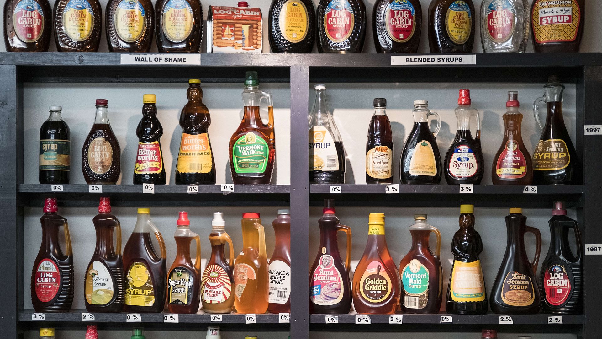 Shelves full of maple syrup