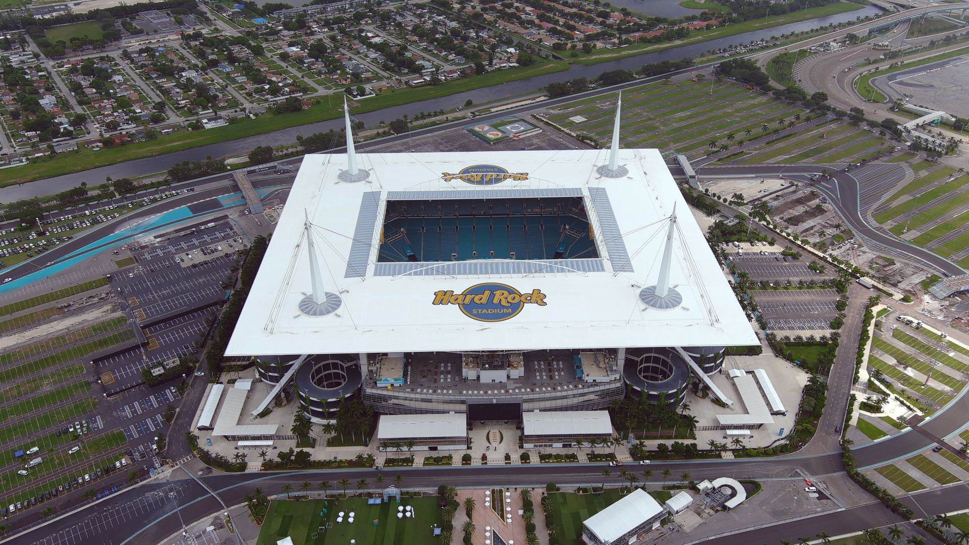 Aerial view of Hard Rock Stadium.