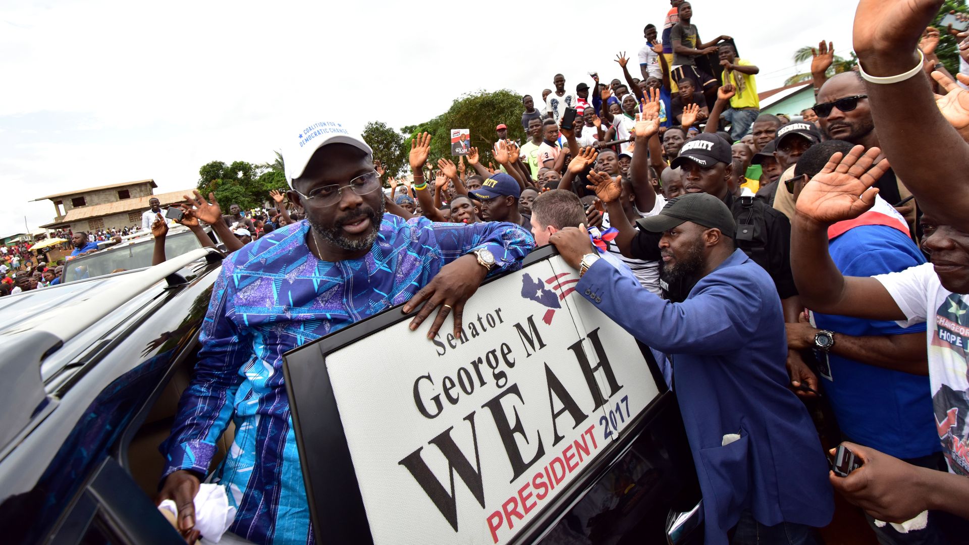 George Weah on the campaign trail