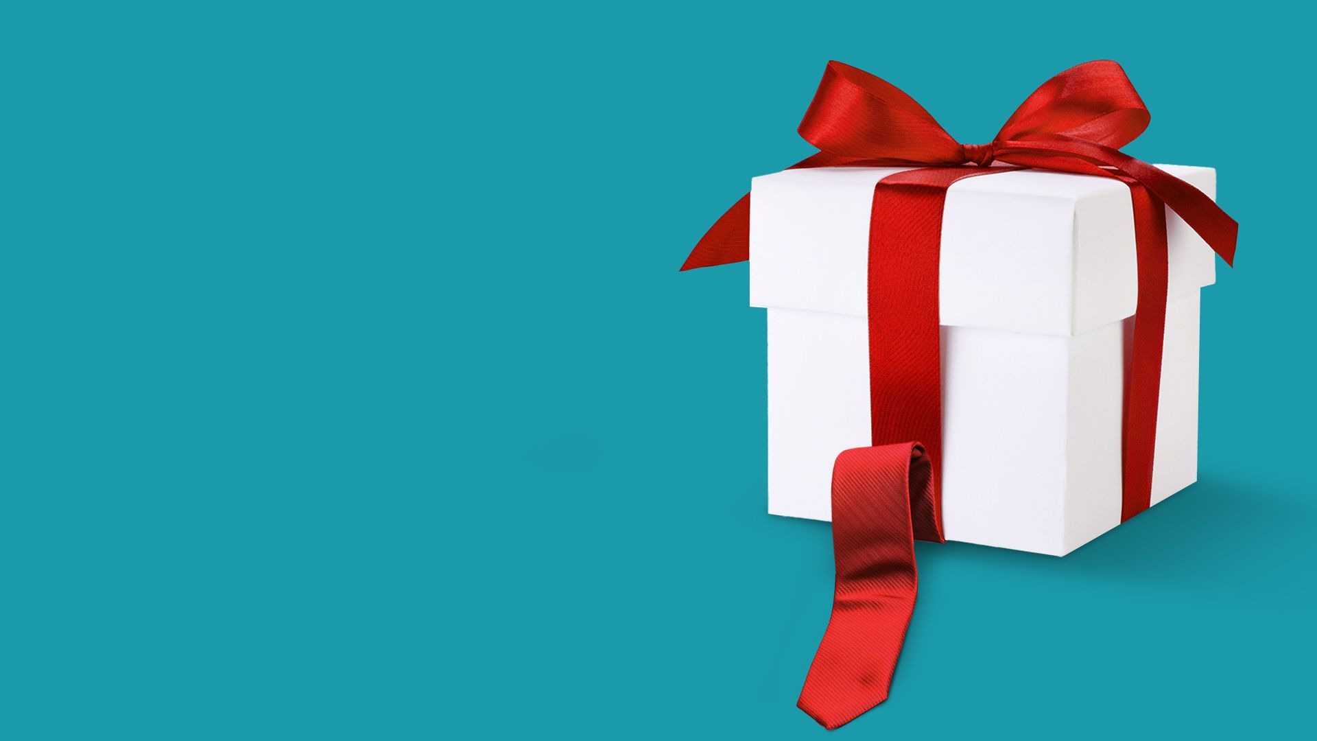 Illustration of a gift box with a red necktie as a ribbon