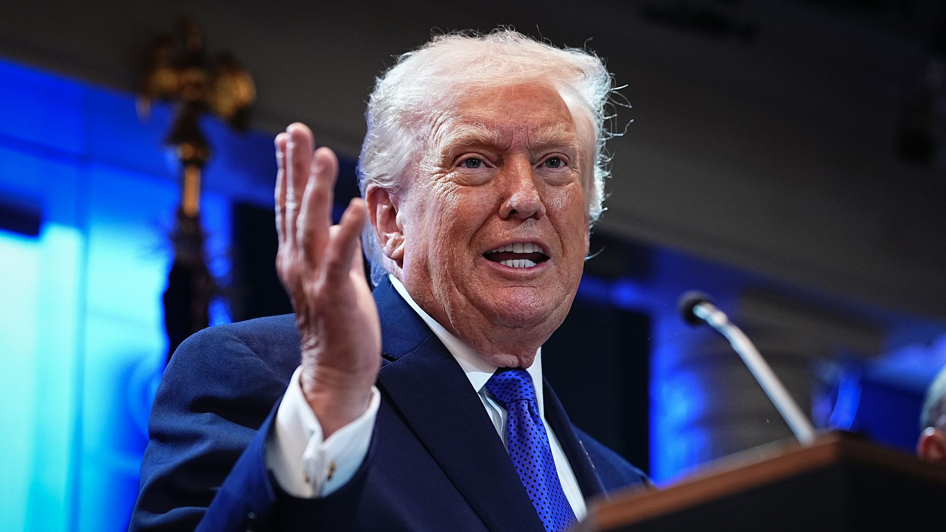 U.S. President Donald Trump answers questions during a press briefing held at the White House February 20, 2026 in Washington, DC.