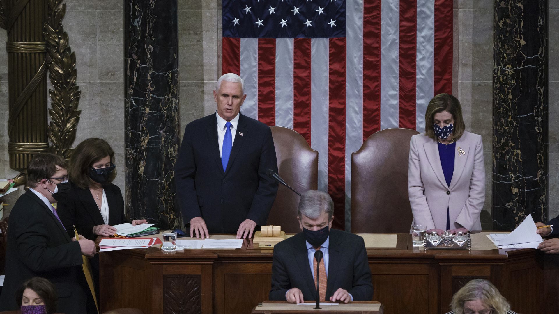 Vice President Mike Pence and Speaker of the House Nancy Pelosi, D-Calif. preside over election certification. 