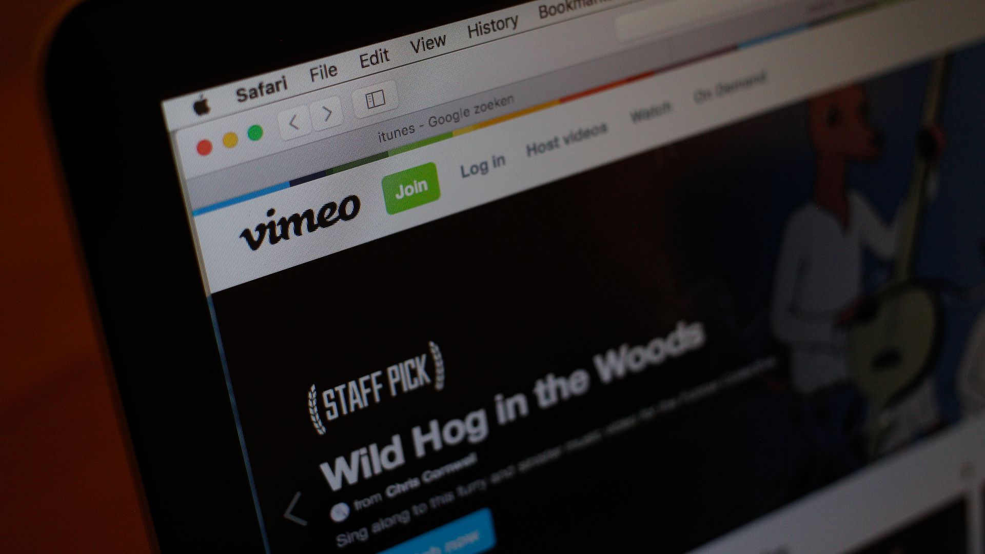 A screenshot of Vimeo's Web site.