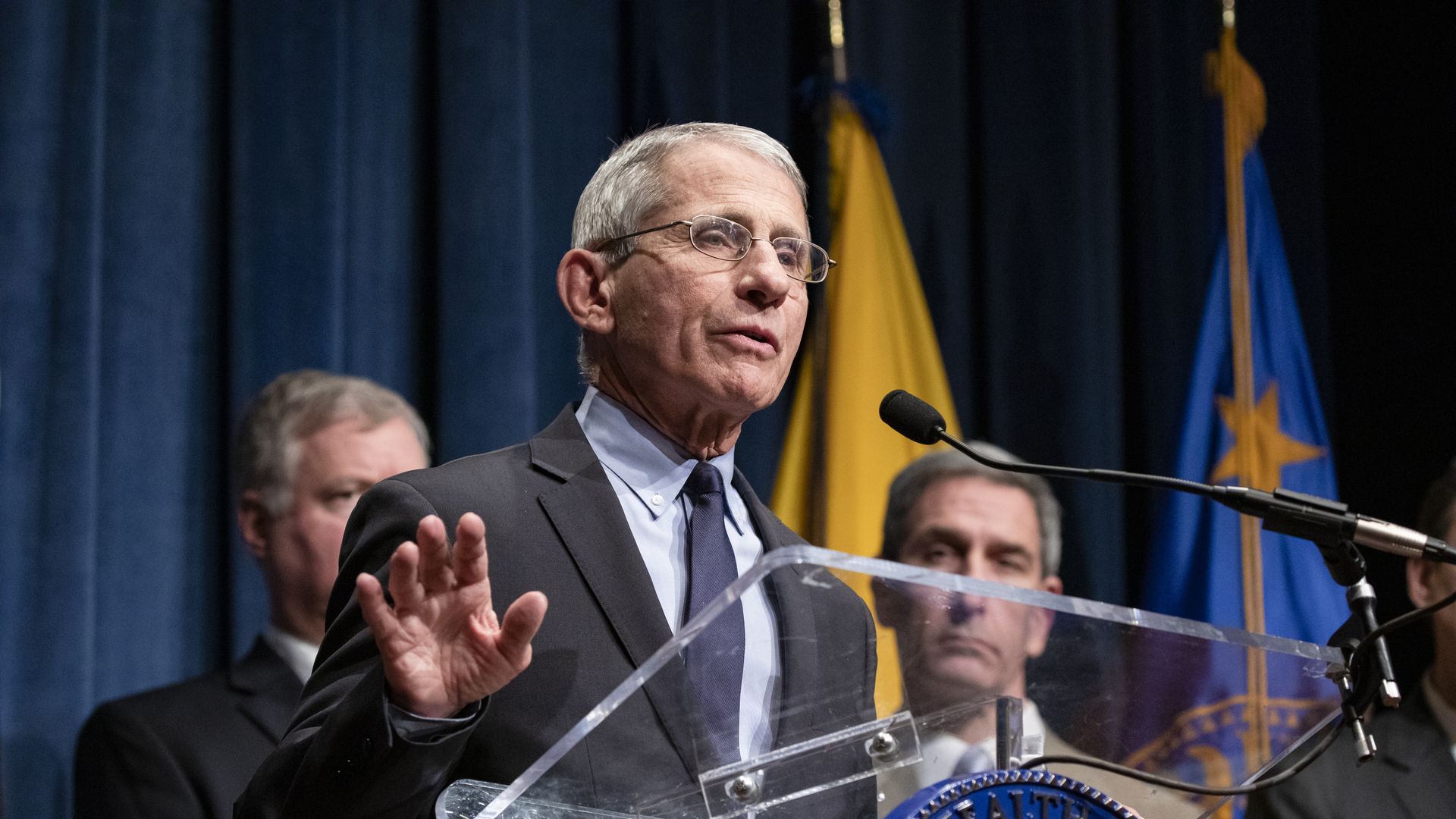National Institute of Allergy and Infectious Diseases Director Dr. Anthony Fauci speaks during a press conference on recent developments with the coronavirus