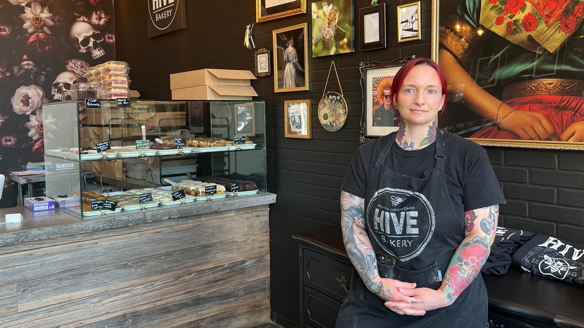 A photo of Haley Popp in her Flower Mound bakery