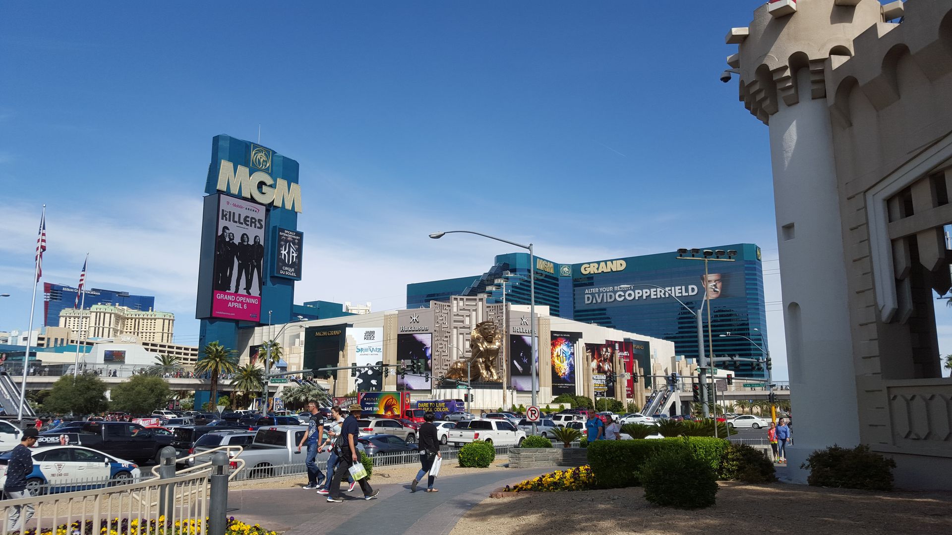 Facade with sign at the MGM Grand hotel in Las Vegas
