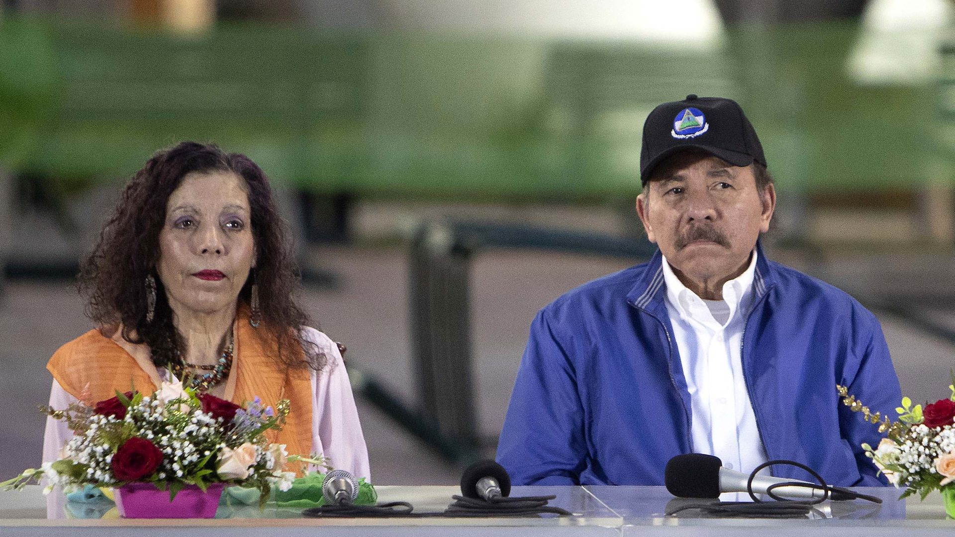 Nicaragua President Daniel Ortega (R) and Vice President Rosario Murillo (L), who is also first lady. 