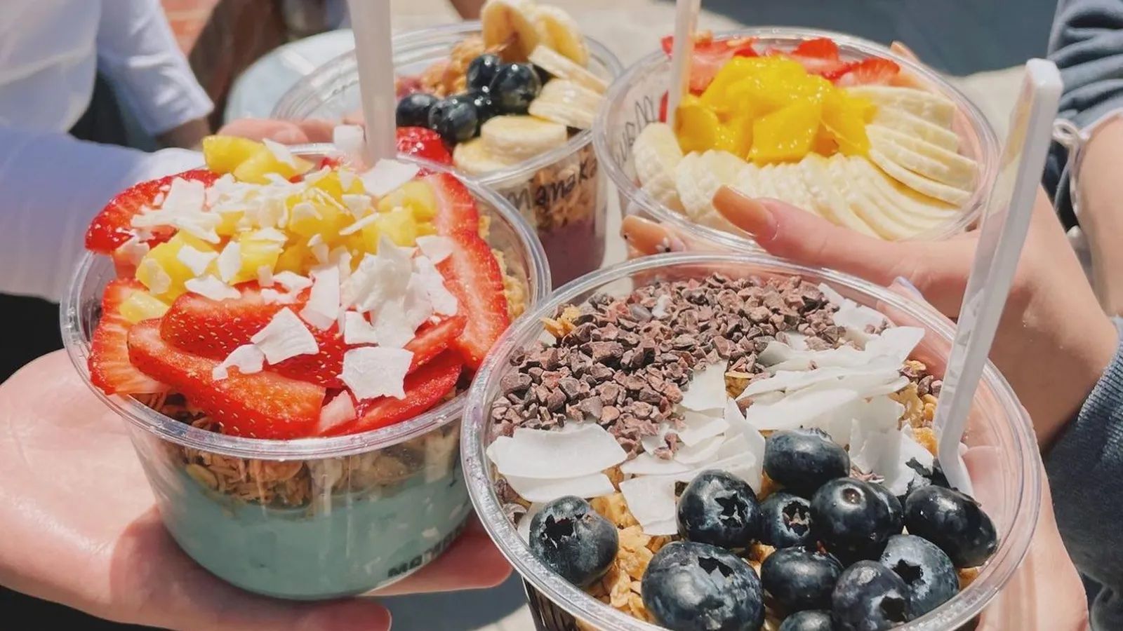 four acai bowls