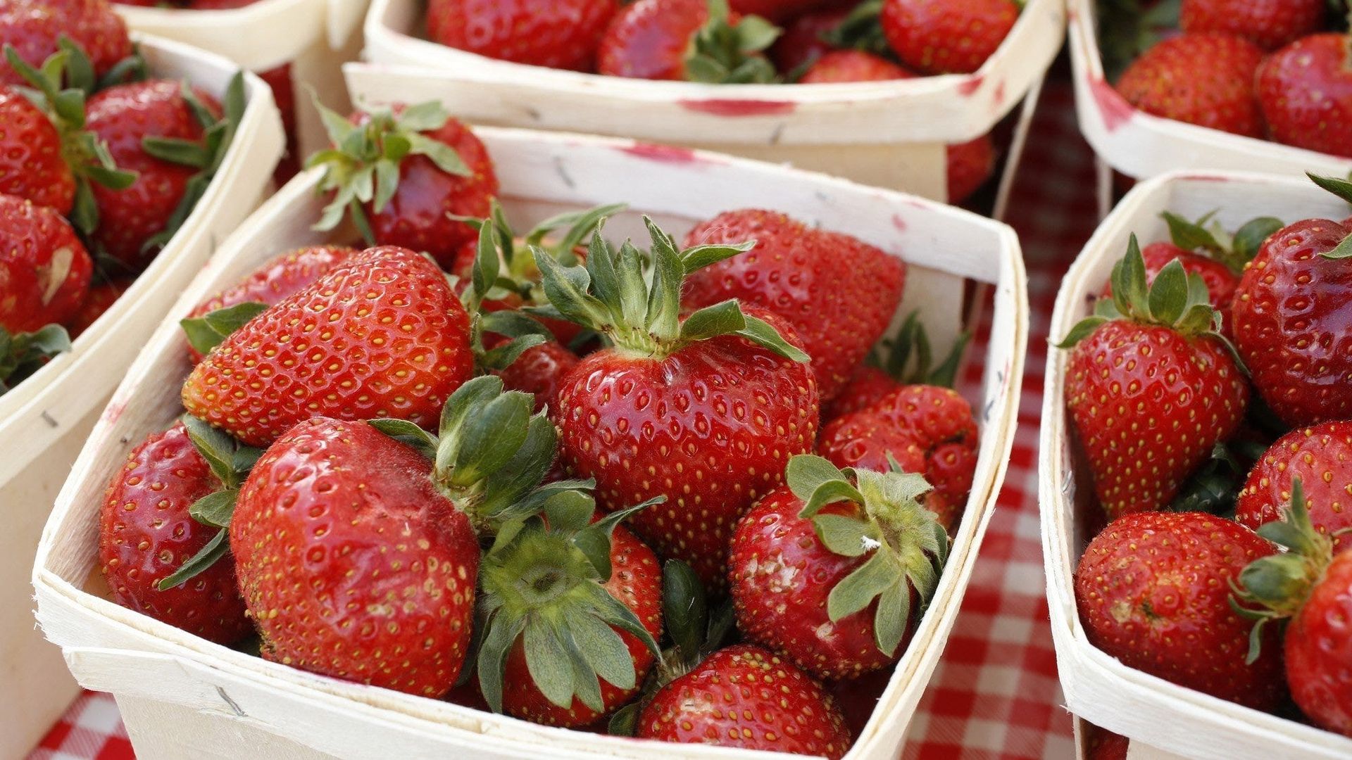 A basket of fresh strawberries.