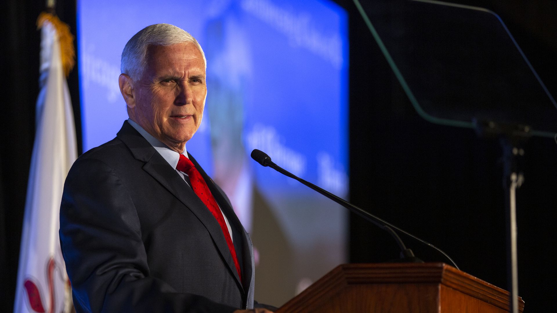 Former Vice President Mike Pence speaks to a crowd of supporters