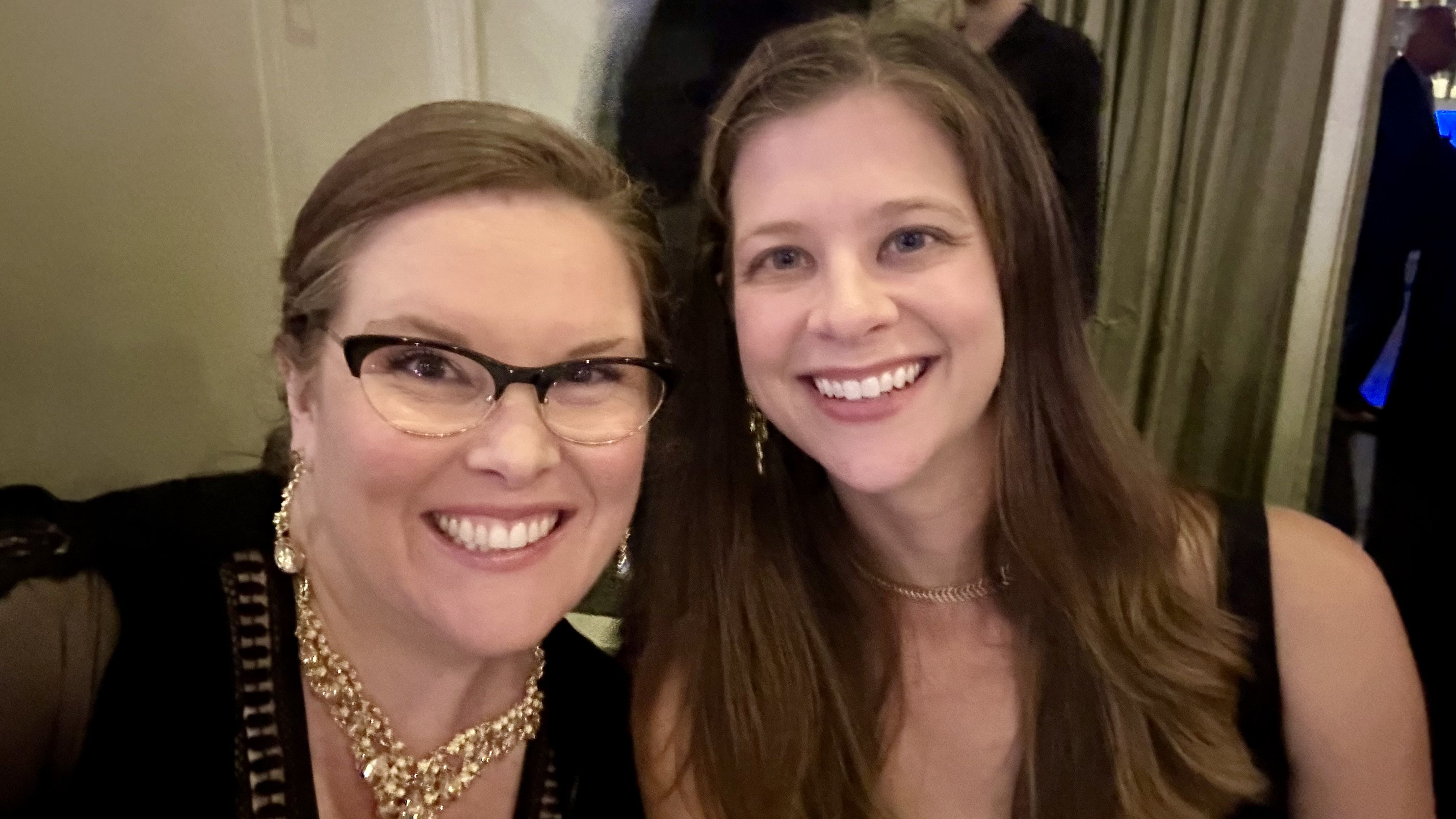 Photo shows Carlie and Chelsea at the press club awards.