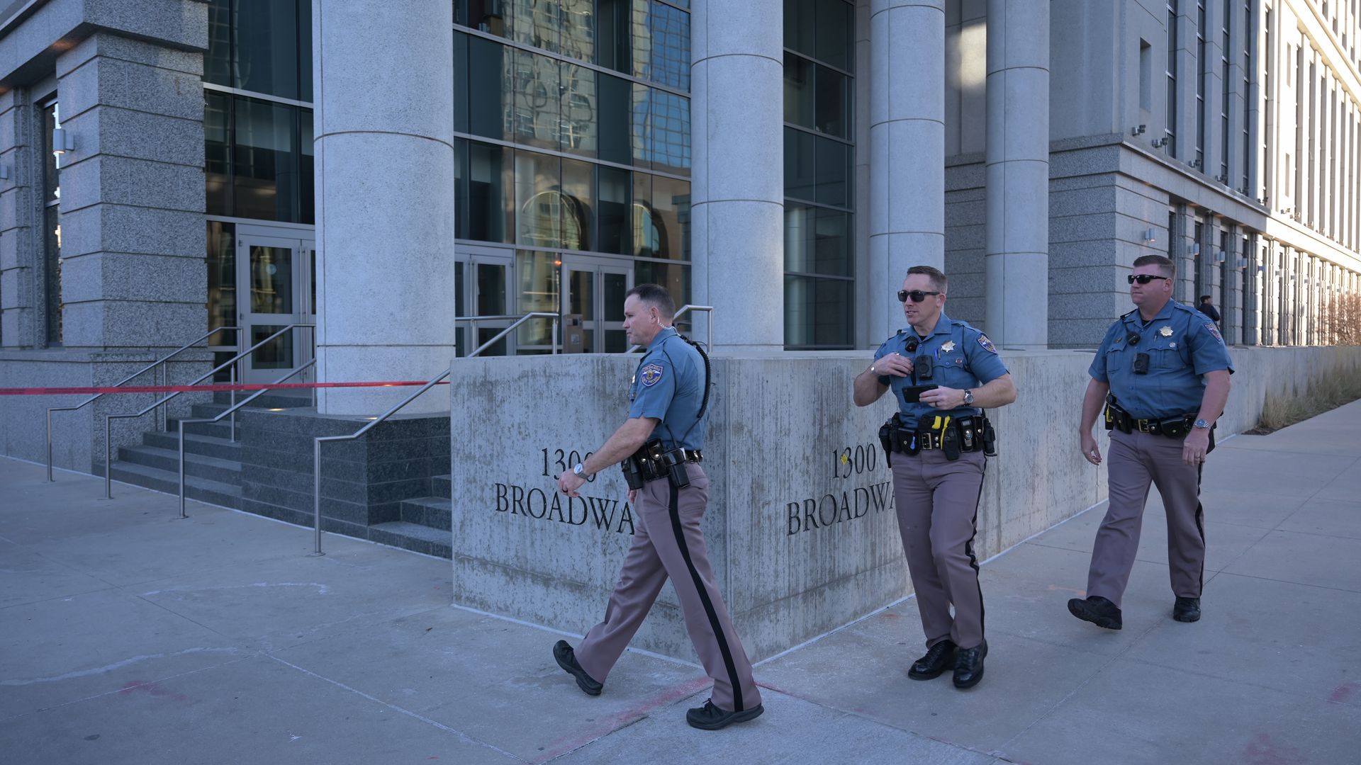 Colorado State Patrol officers outside the  Colorado Judicial Center in Denver on Jan. 2.