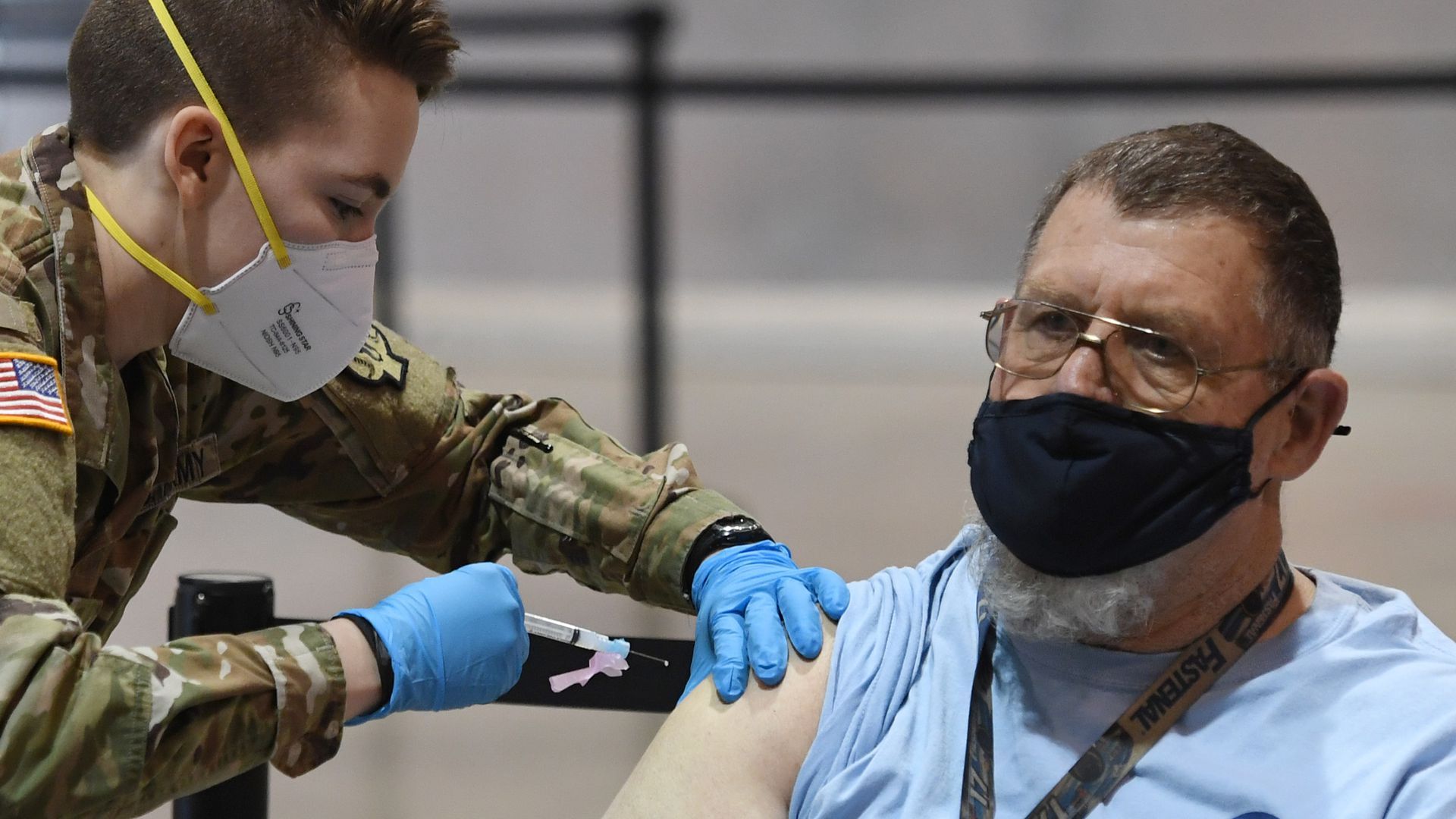 Picture of a man in Nevada receives a COVID-19 vaccine shot