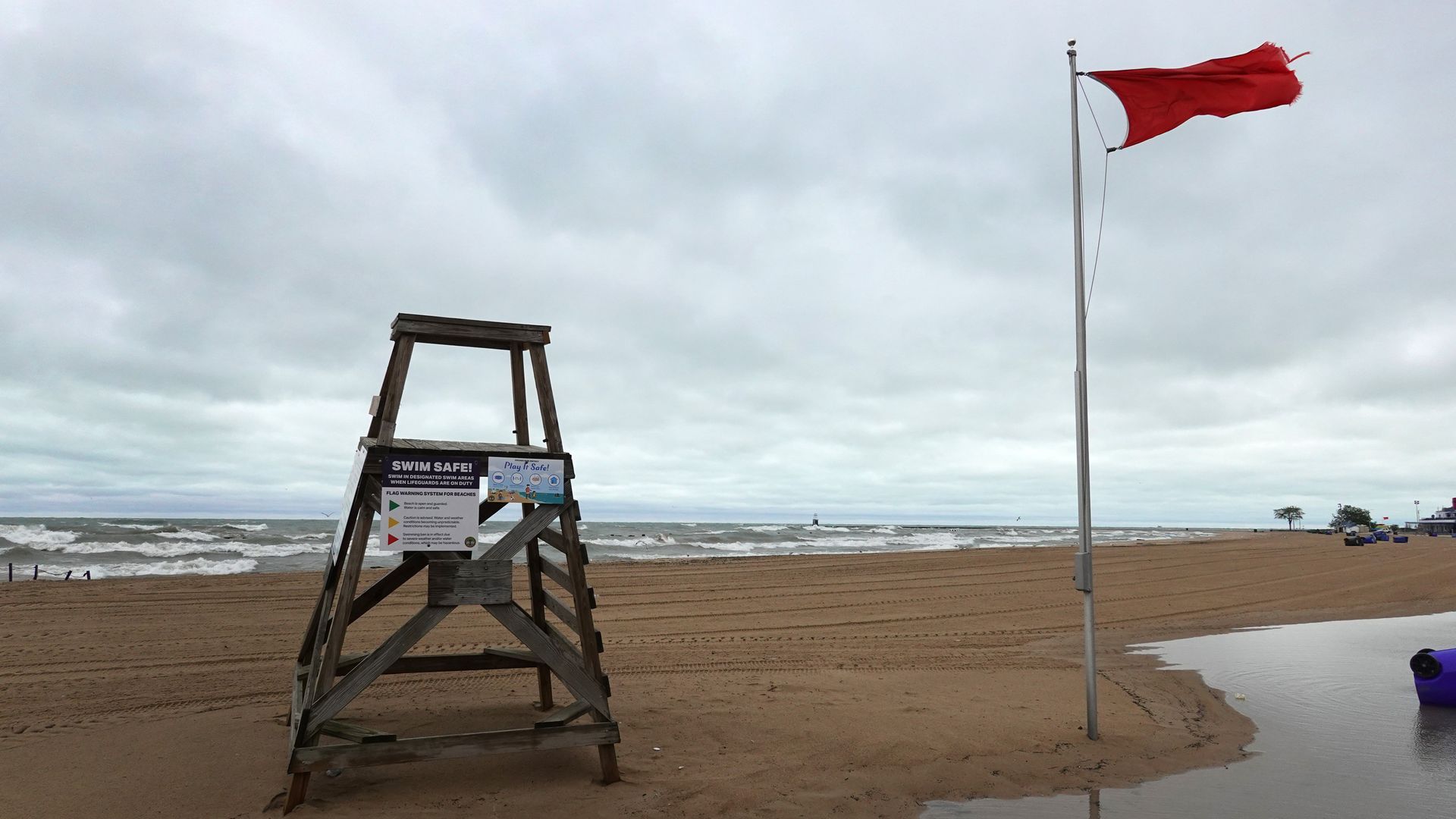 Empty lifeguard stand. 