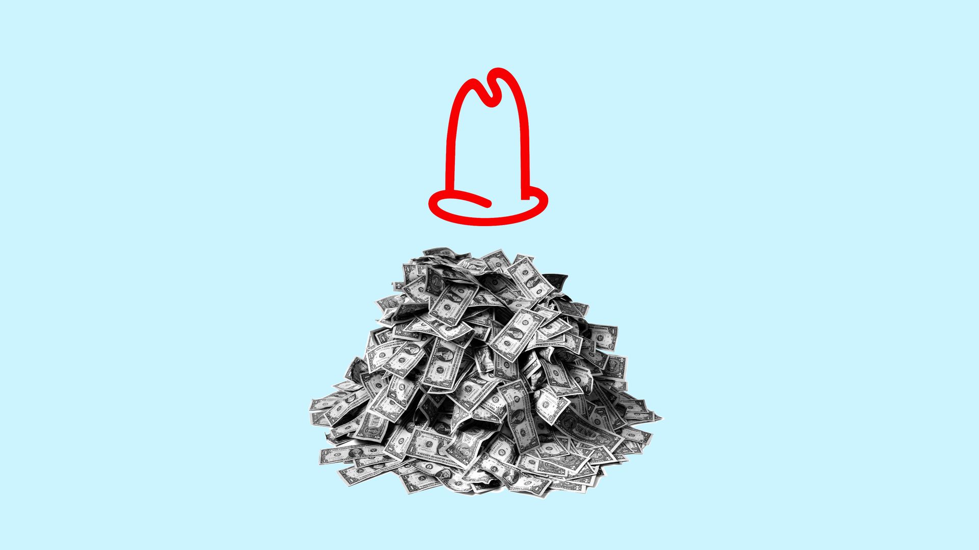 The Arby's logo over a pile of cash.