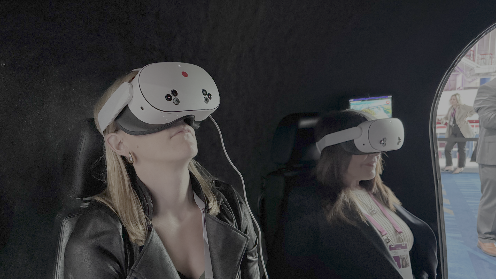 Amy Harder with VR headset