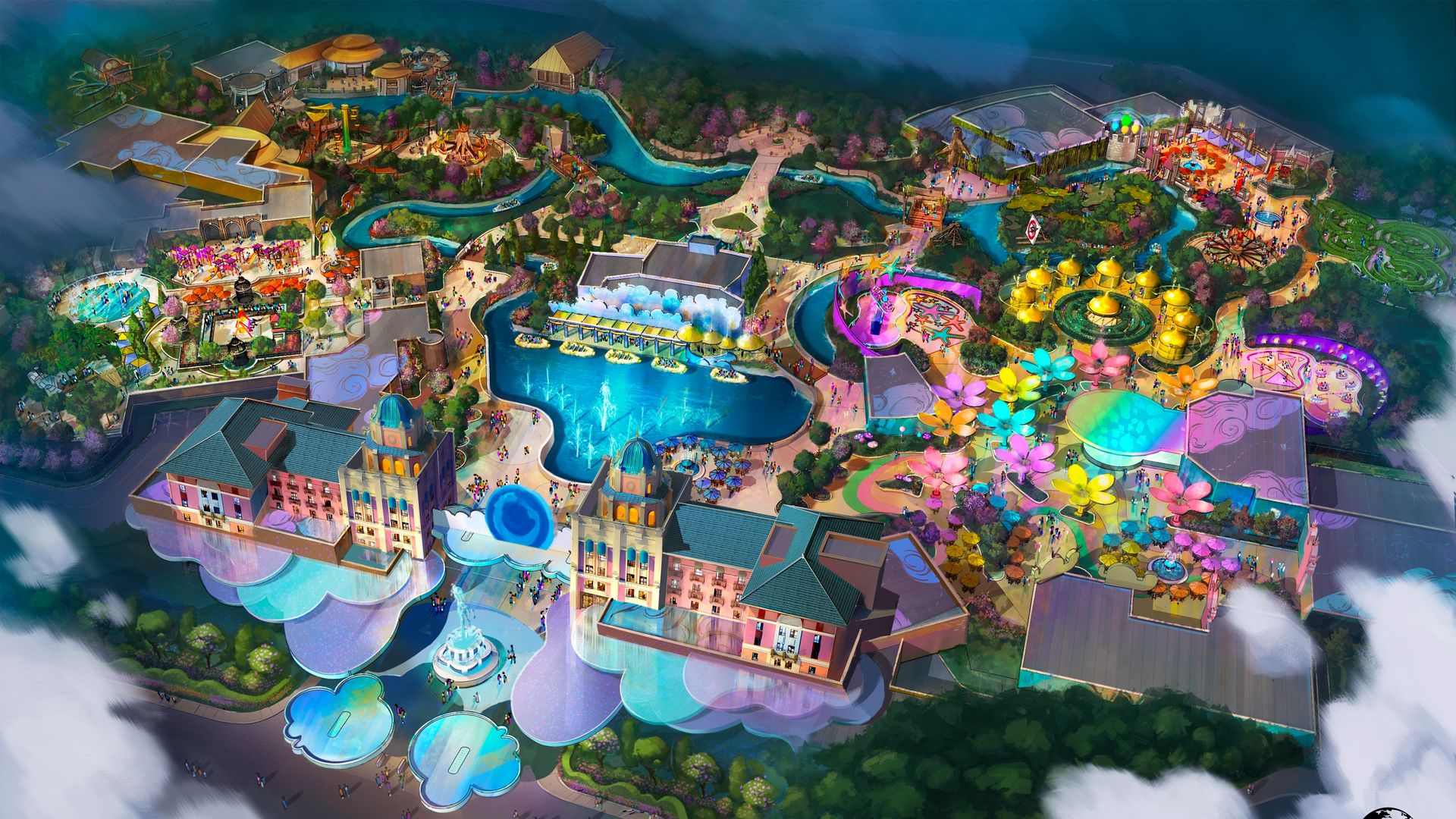 A rendering of a small-but-lovely-seeming theme park