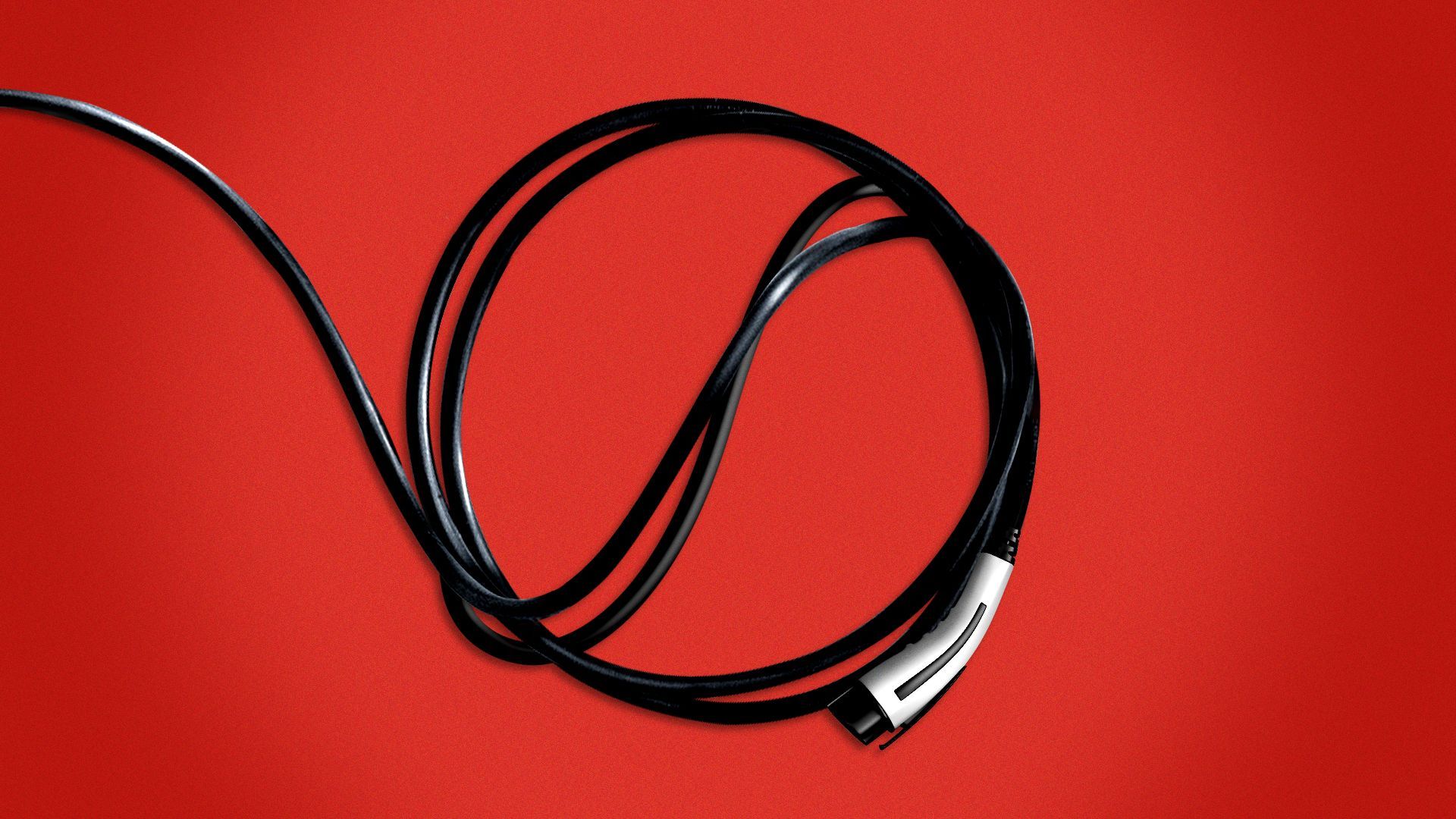 Illustration of an EV charger cord making a "no" symbol.