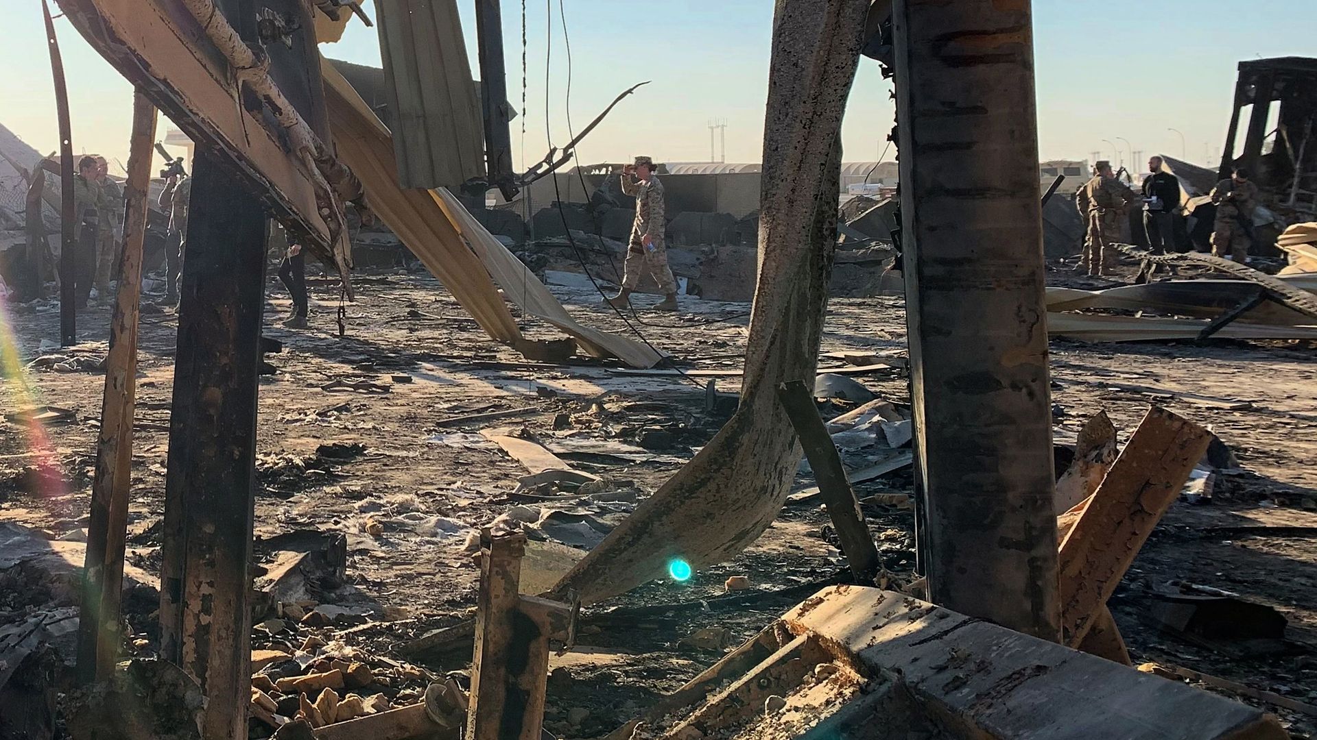 The wreckage of the Iranian missile attack.