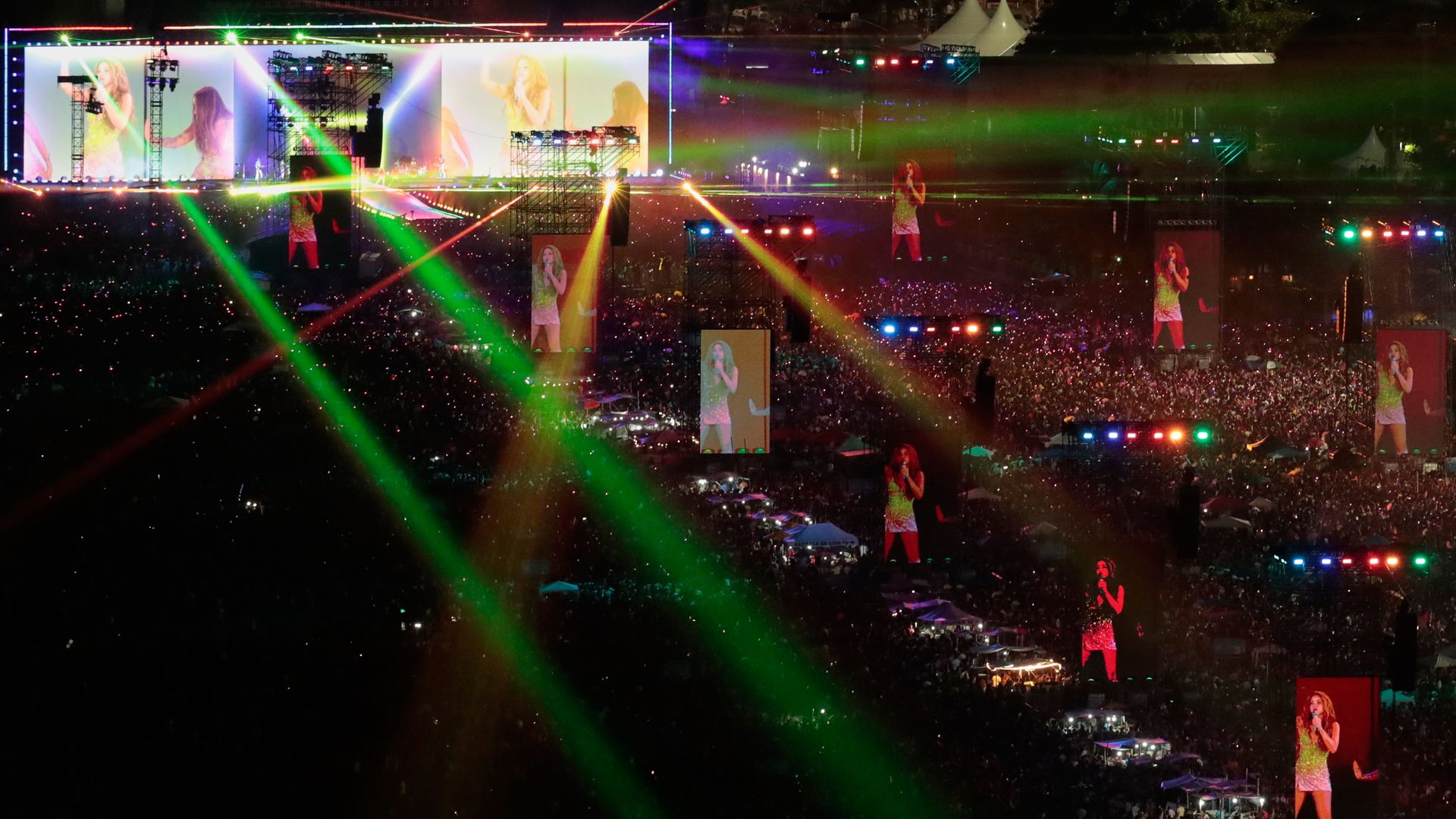 Shakira performs for fans