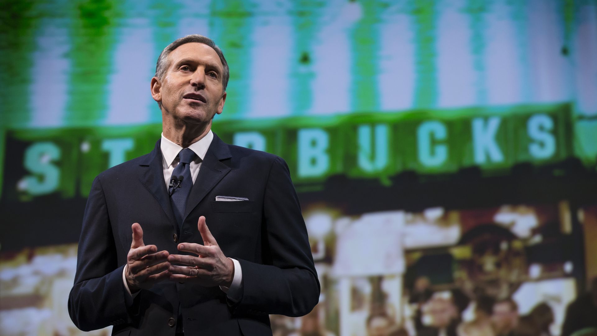 Starbucks Chairman and CEO Howard Schultz speaks during Starbucks annual shareholders meeting March 18, 2015 in Seattle, Washington. 