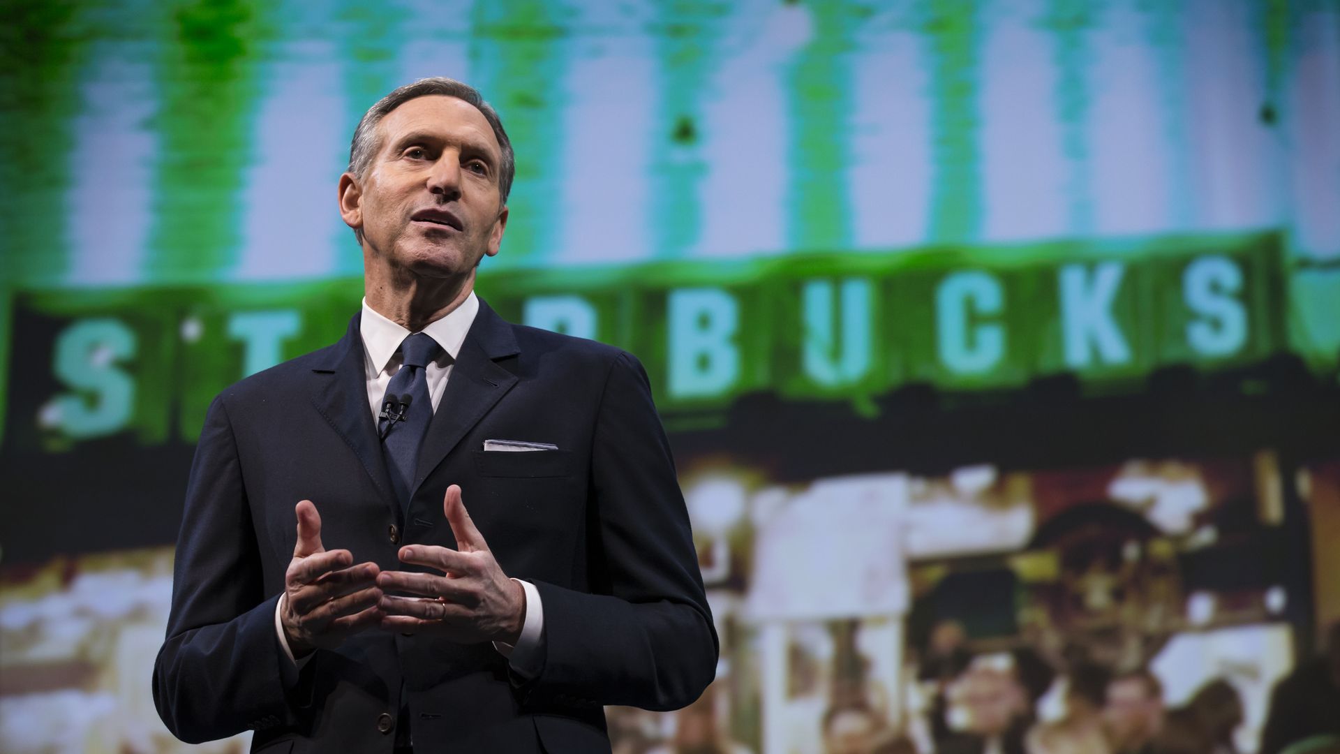Starbucks Chairman and CEO Howard Schultz speaks during Starbucks annual shareholders meeting March 18, 2015 in Seattle, Washington.