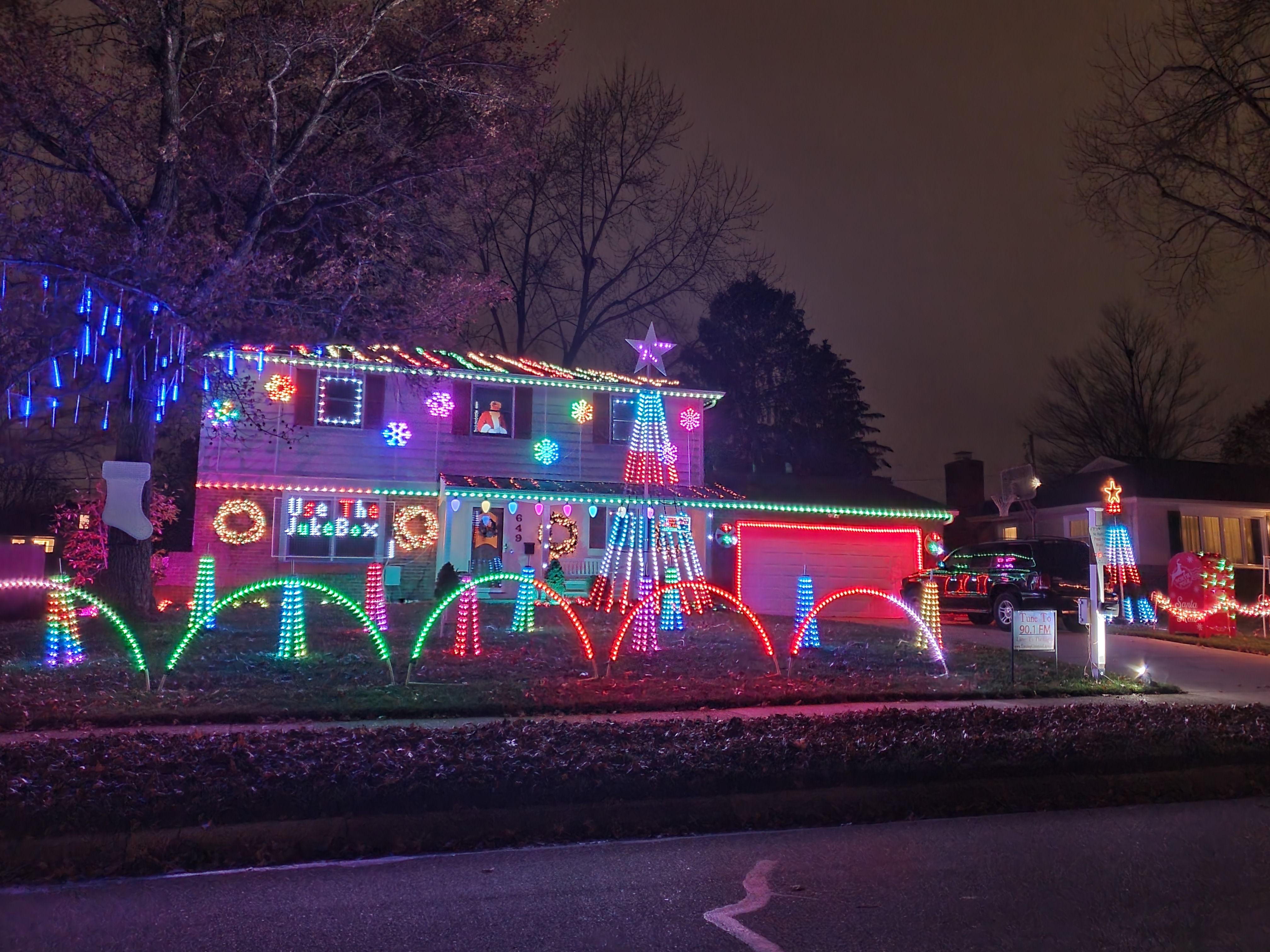 A house's holiday light display.