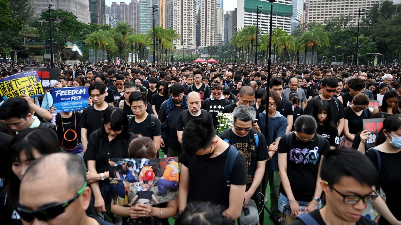  Many protesters dress in black for the latest rally. 