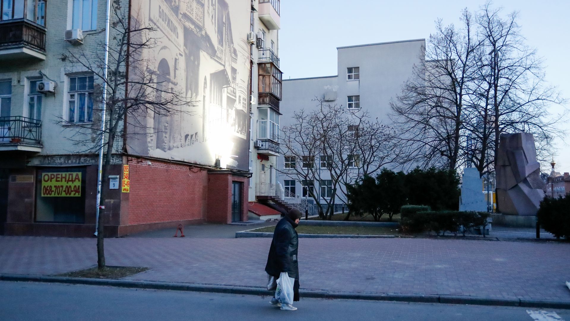 A Ukrainian elderly woman is seen on the empty street in Kyiv, following the citys 35 hour curfew, amid Russian attacks, in Kyiv, Ukraine, 16, March 2022
