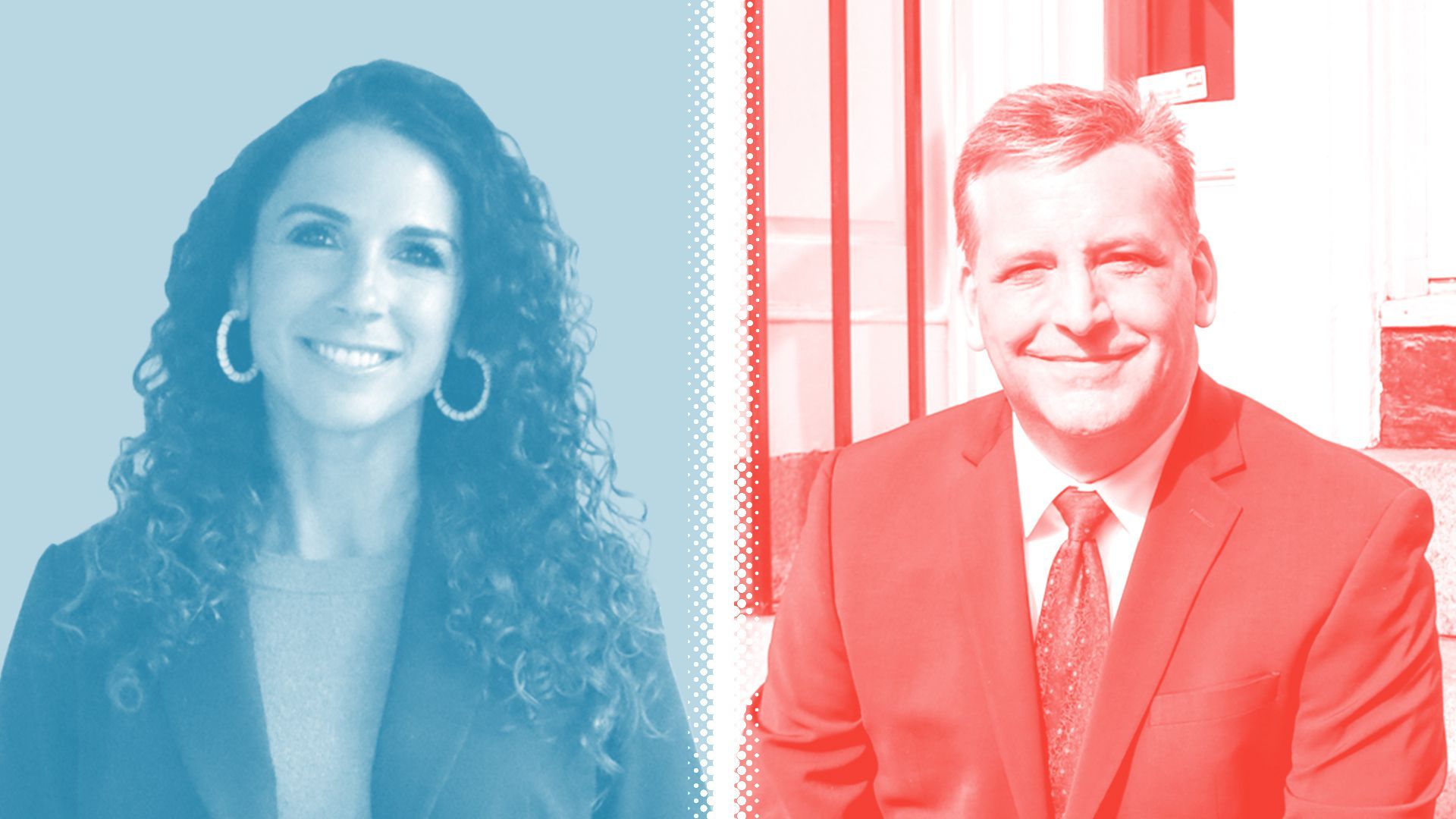 Photo illustration of Anthony Amore and Diana DiZoglio.