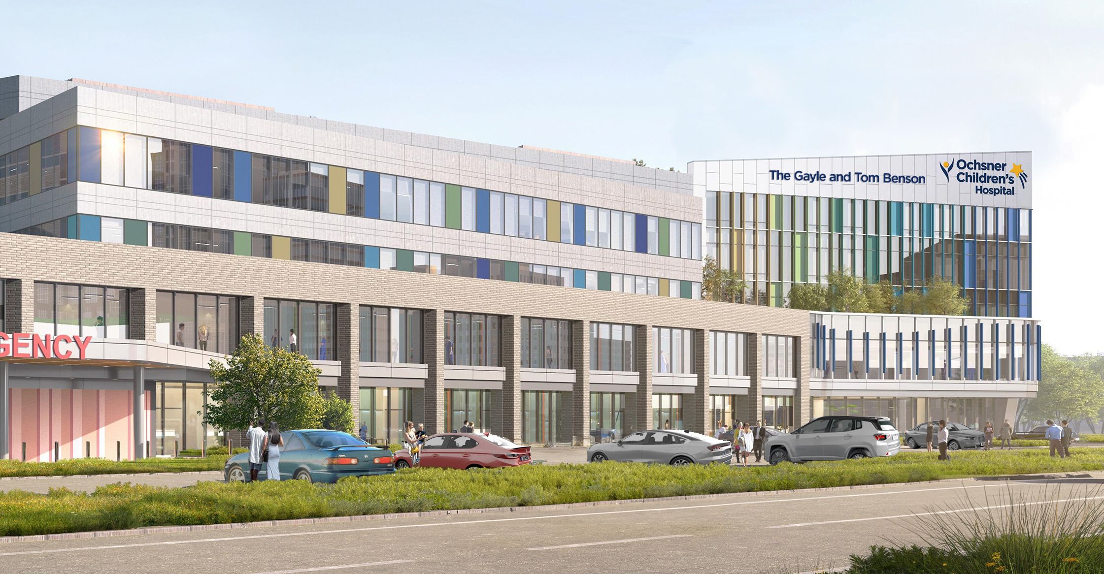 Rendering shows the exterior of Ochsner Children's Hospital