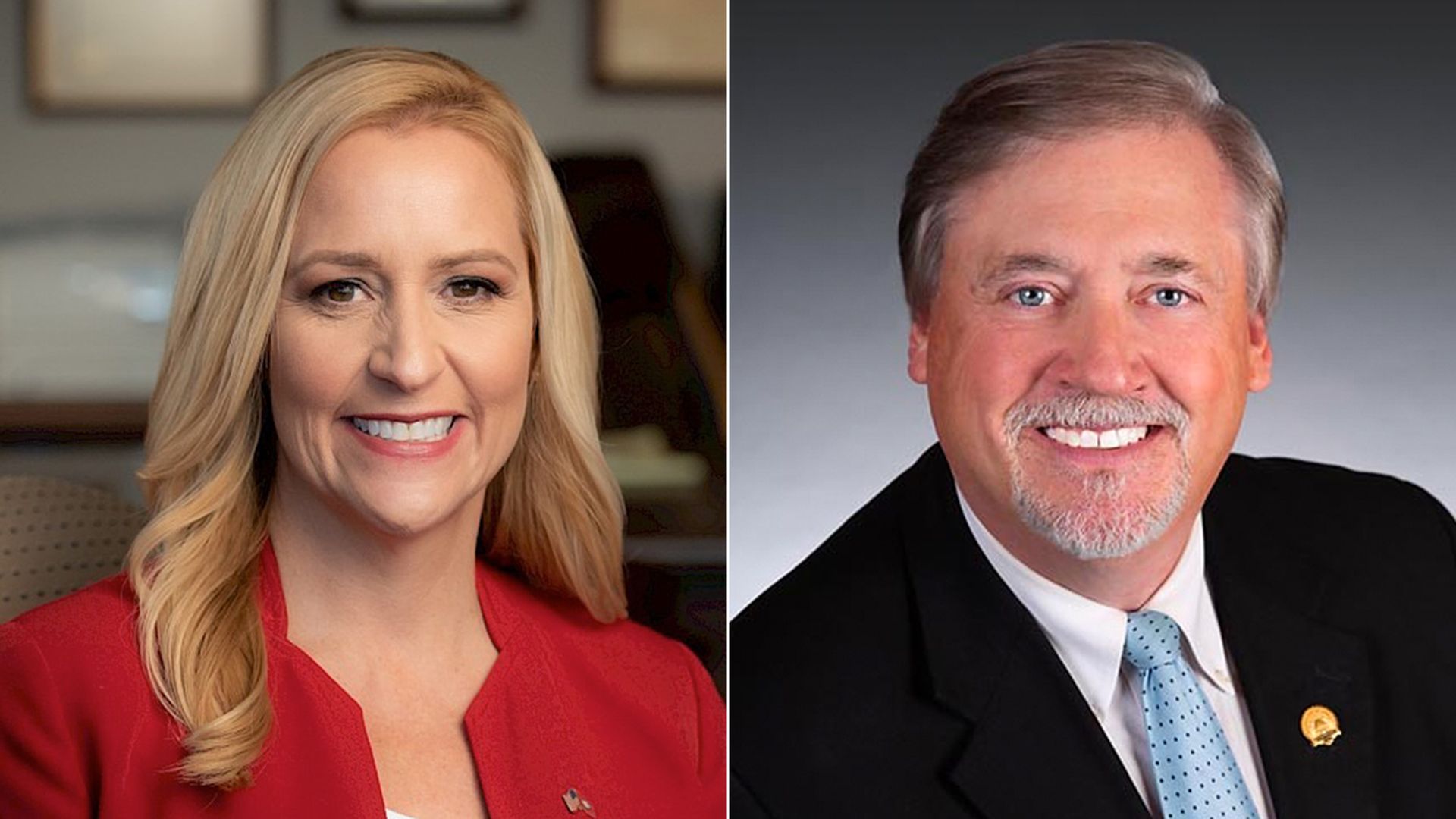 Headshots of Arkansas' Attorney General, Leslie Rutledge, and Rep. Mark Lowery. Photos: courtesy